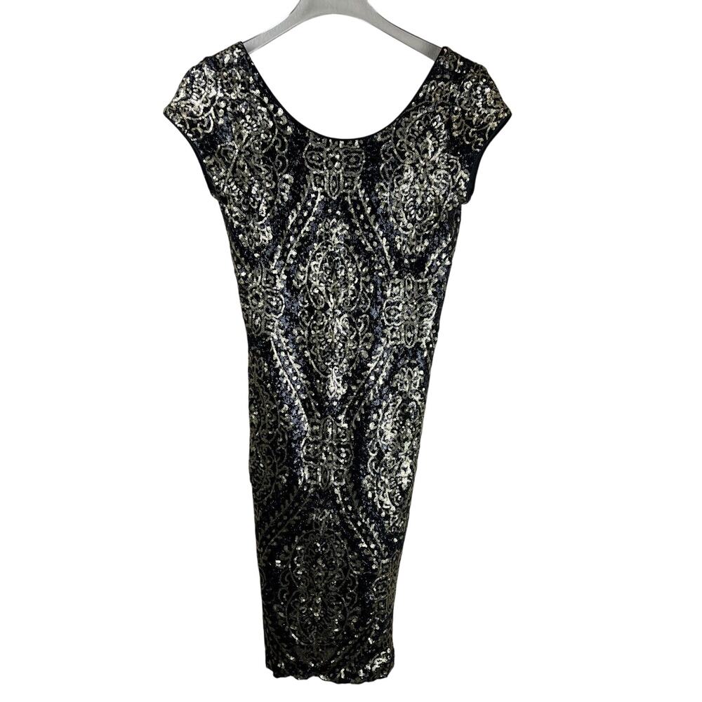 Slate‎ Willow 6 Black Gold Mae Sequin Party Dress Little Black Bold